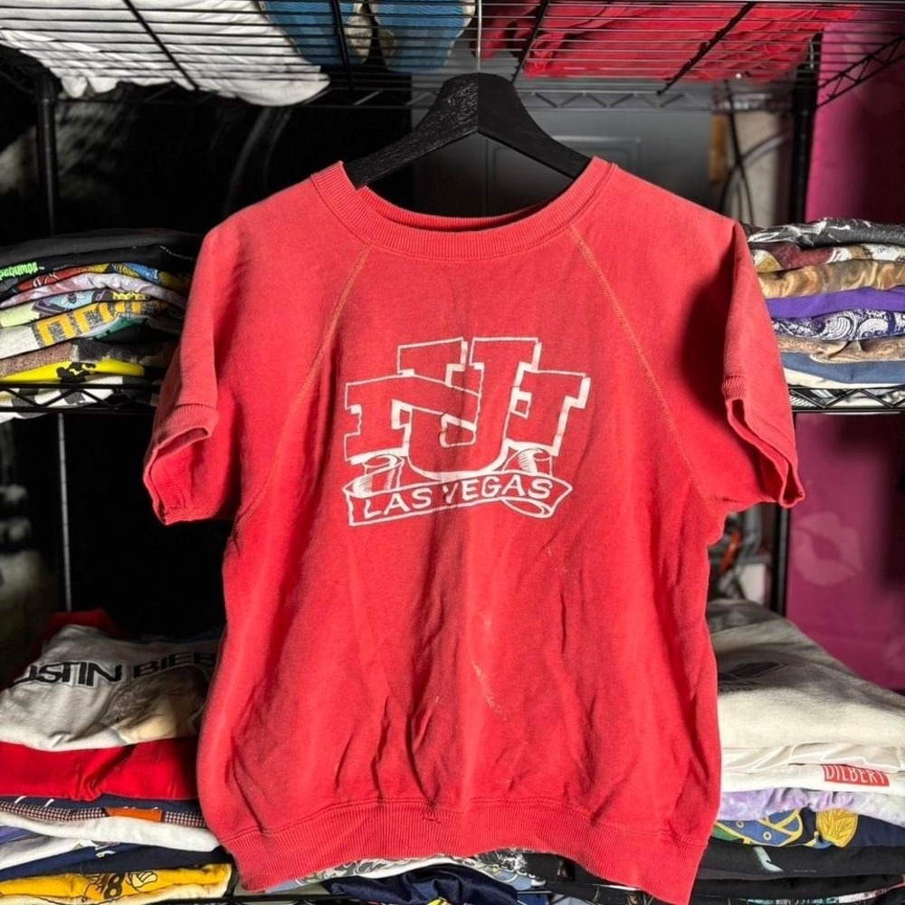 Vintage 60s University Nevada Las Vegas Red Short Sleeve Sweatshirt